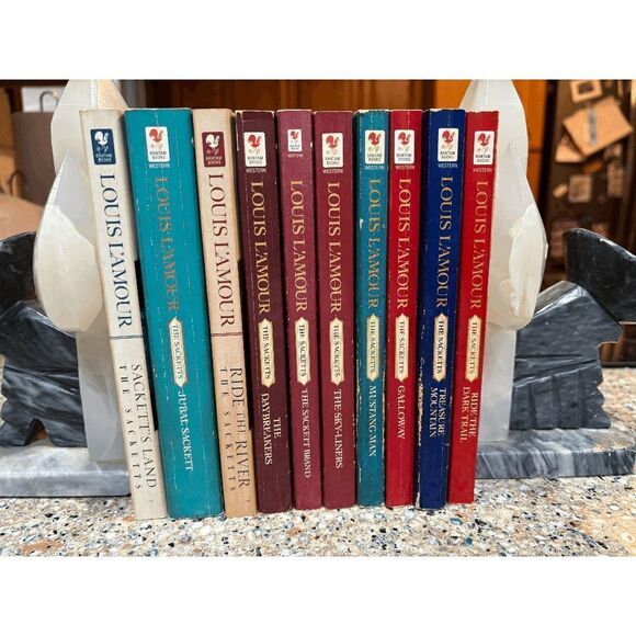 Louis L'amour 10 Sackett Books 1 4 5 6 10 11 13 14 15 16 Good to VG Condition - Picture 1 of 4